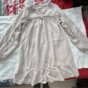 Zara Cream Ruffled Long Sleeve Dress